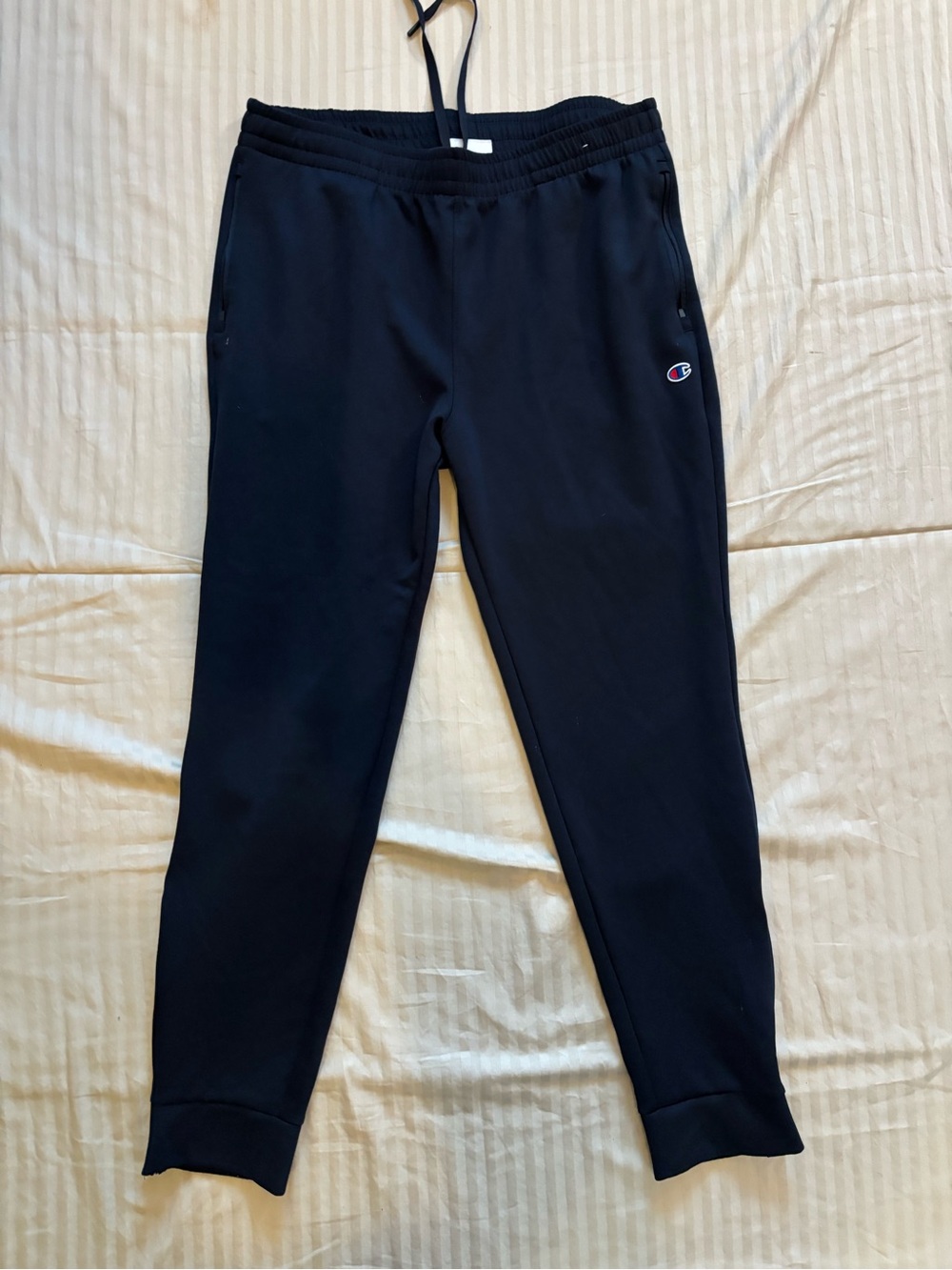 Champion Jogger Pants Mens L Black Draw String Ankle Zip Performance Run
